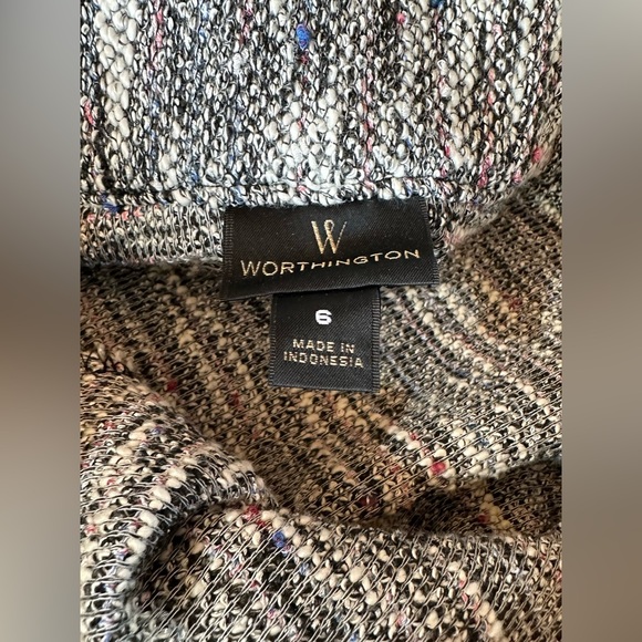 WORTHINGTON BOUCLE TEXTURE MIDI SKIRT Size 6 Womens Belted 30" Waist Nubby Tweed - Picture 2 of 8